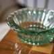 Green crystal glass bowl ashtray, mid-century, Italy, 1970s.