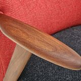 1960s, Danish design by Erhardsen & Andersen, reupholstered armchair, furniture wool, teak wood.