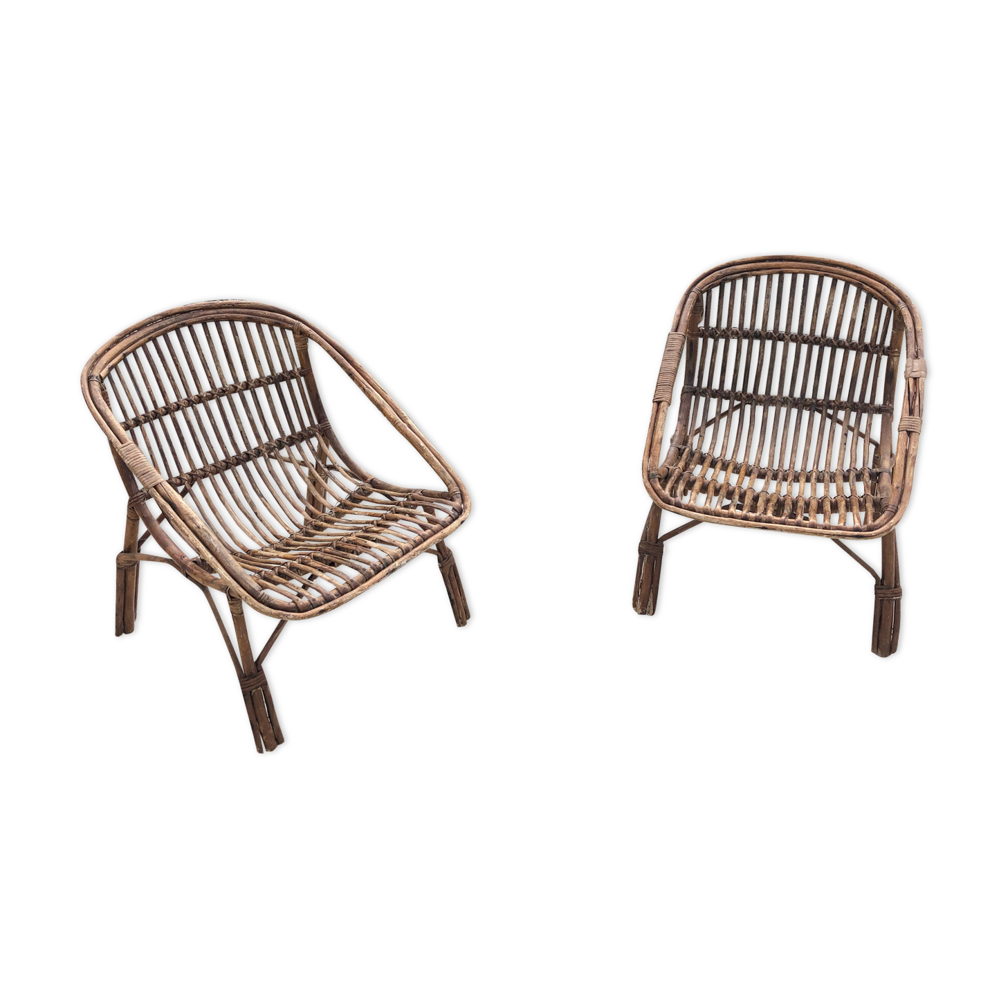 Pair of rattan armchairs