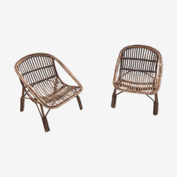 Pair of rattan armchairs