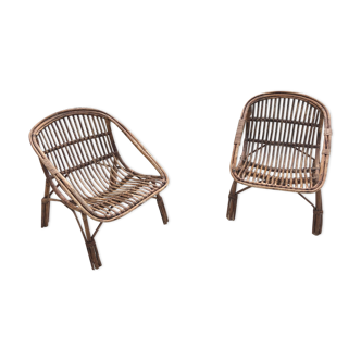 Pair of rattan armchairs