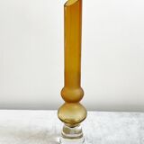 Amber Hooped Glass Vase in the Style of Bo Borgström, Scandinavian Mid-Century Art Glass