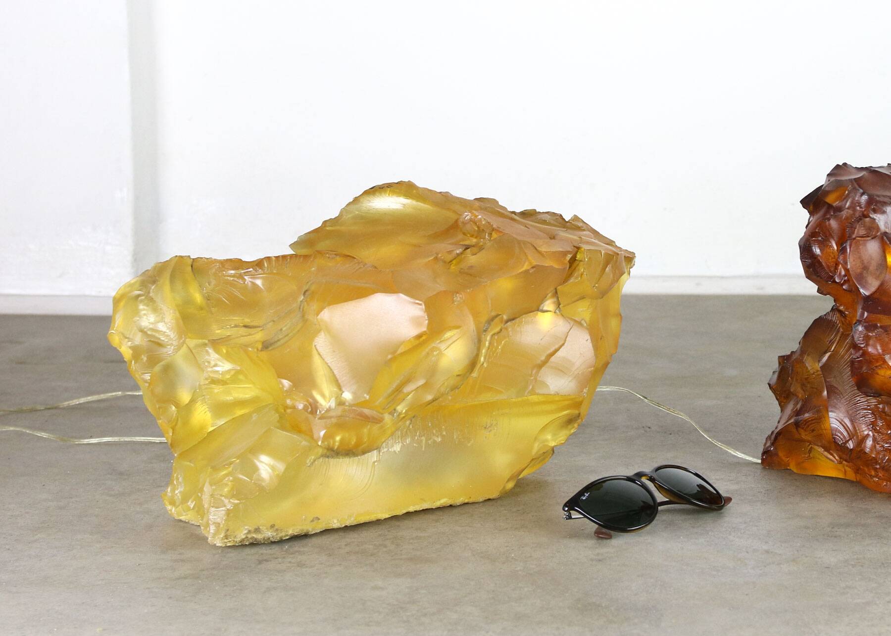 Vintage Italian Yellow Sculpture Lamp, 70s