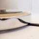 Lampe de table Peill & Putzler en verre blanc et chrome, 1970