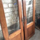 Pair of old glass cupboard doors