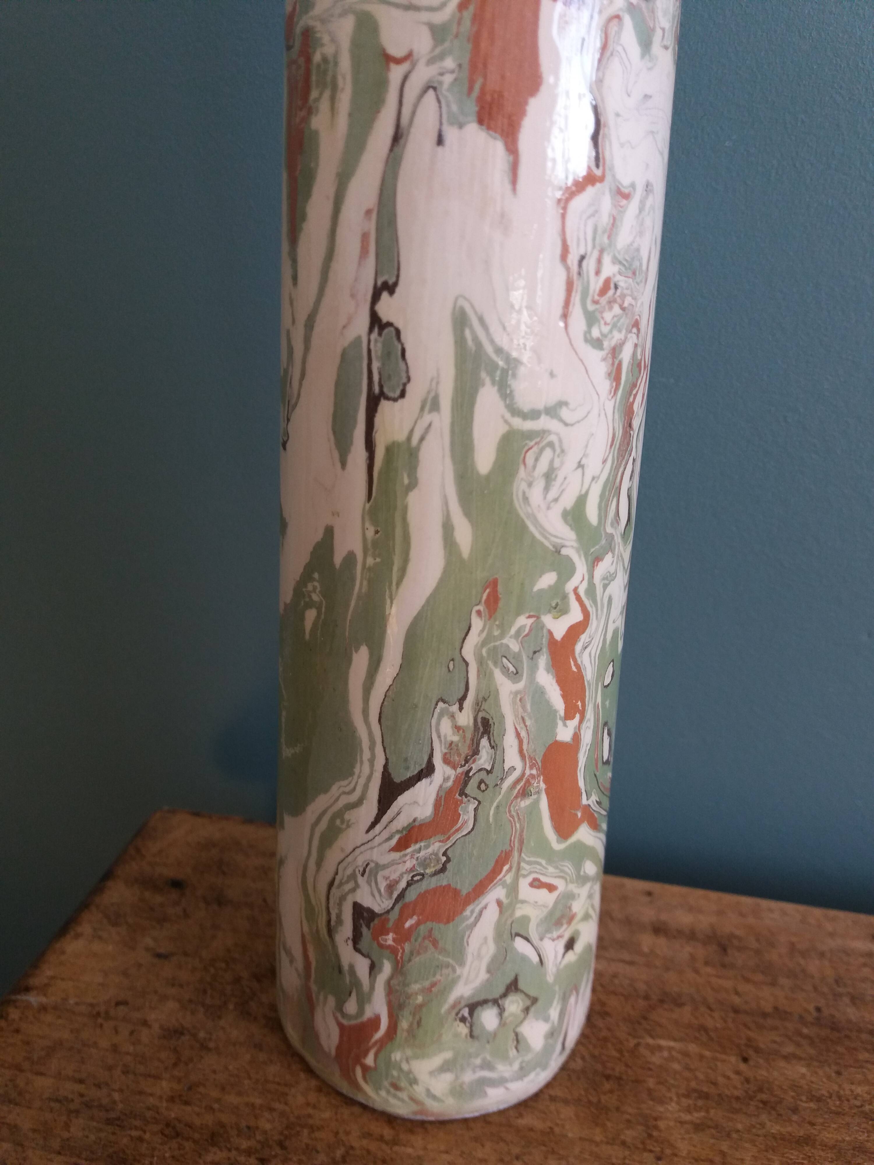 Large format marbled vase in mixed earth, Pichon style, Uzès