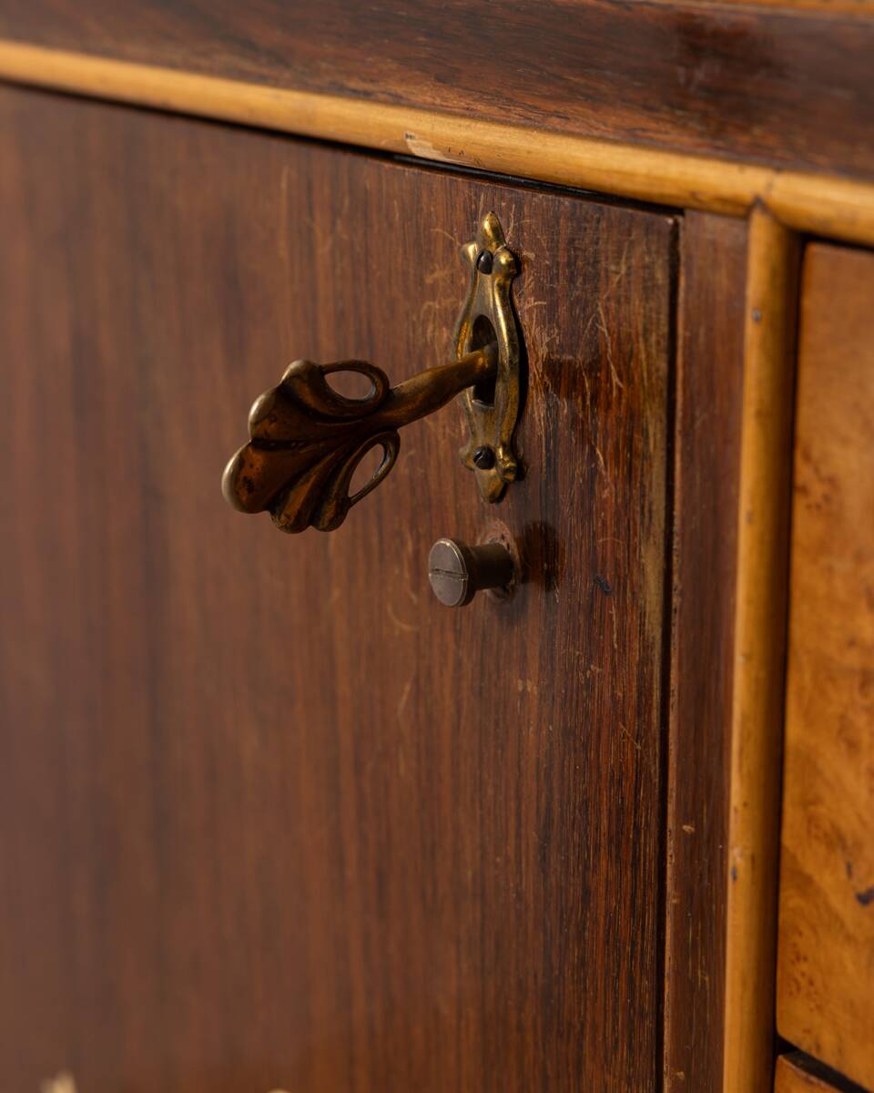 SIDEBOARD VINTAGE 30'S SIDEBOARD IN WOOD AND GLASS ITALIAN ART DECO DESIGN