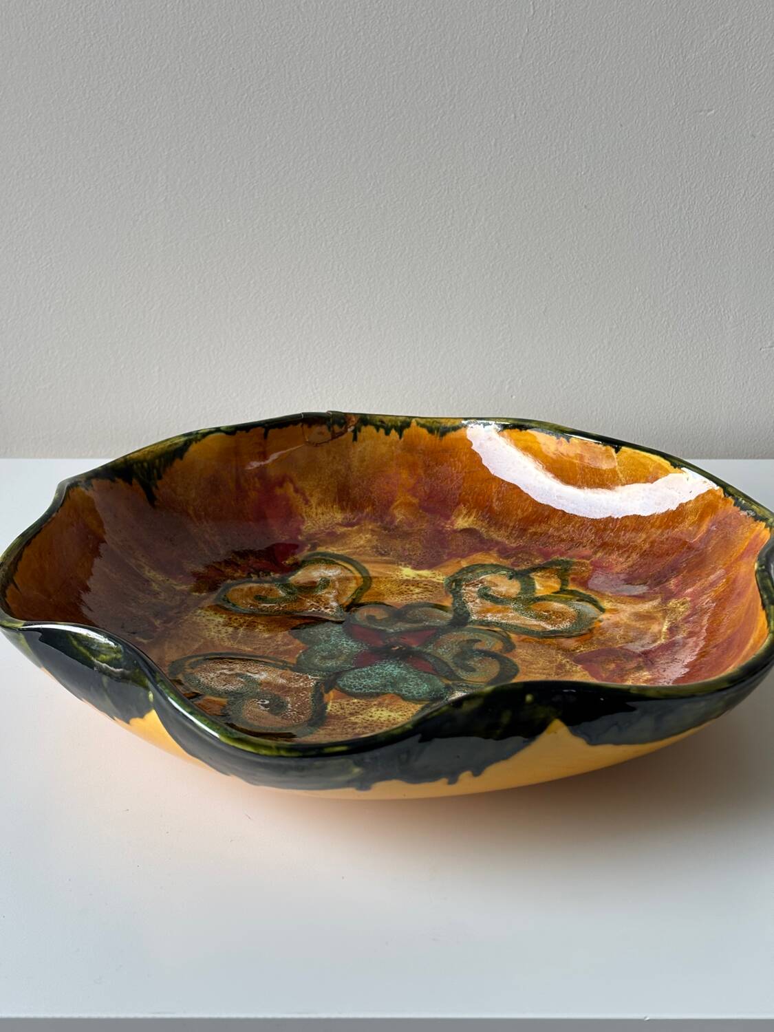 Bowl, ceramic plate by Yvon Roy, 1960s