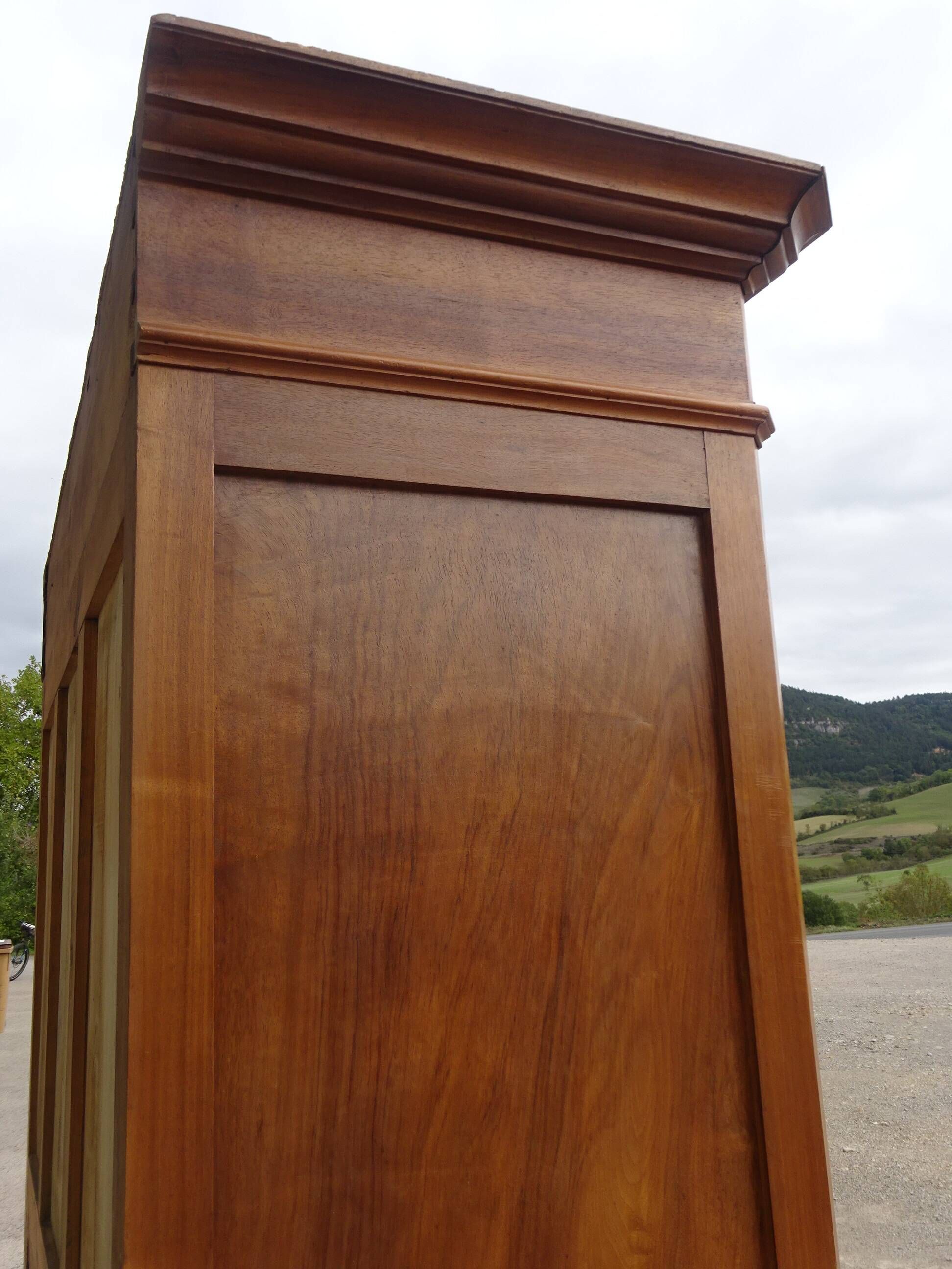 Large antique wardrobe in solid walnut