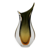 Sommerso Vase Flavio Poli Seguso Murano Green Amber Glass 1950