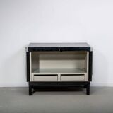 Ebonized brutalist bar cabinet by J. Batenburg for MI Belgium, 1960s