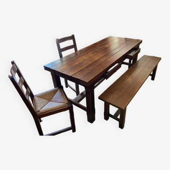 Solid oak dining table