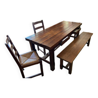 Solid oak dining table