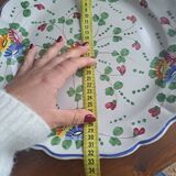 Large painted ceramic flowered dish Italy
