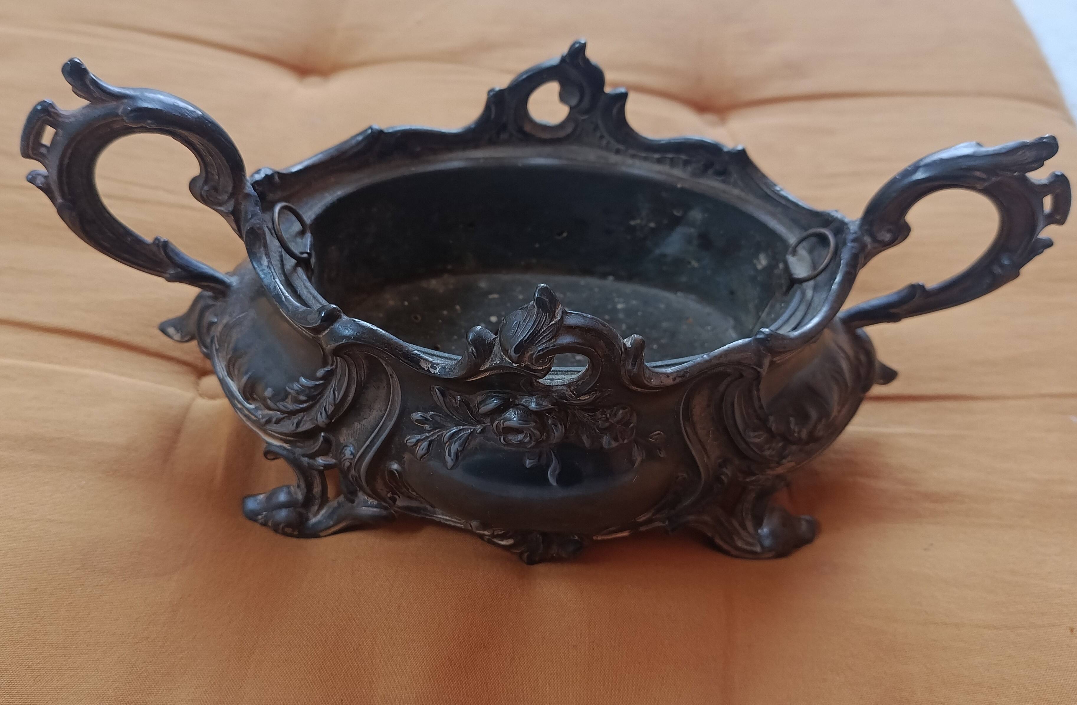 TABLE JARDINIERE XIX cast iron Louis XV Rococo style with tin container