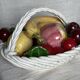Vintage 1960s Trompe-l'Œil Fruit Basket in Woven Ceramic with Slipware