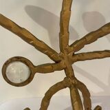 Candelabre en fer forgé et verre XXe