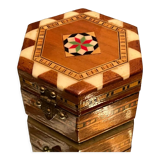 Hexagonal box box with Syrian-style inlaid decoration