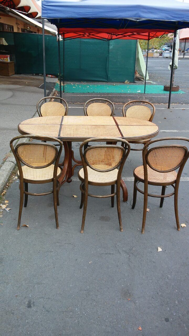 Table à manger ovale avec 6 chaises, Allemagne, années 1970