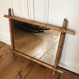 Mirror turned wood vintage bamboo