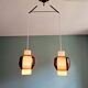 Scandinavian chandelier in white opaline and amethyst glass, 1960s.