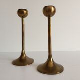 Pair of Scandinavian candlesticks in solid brass