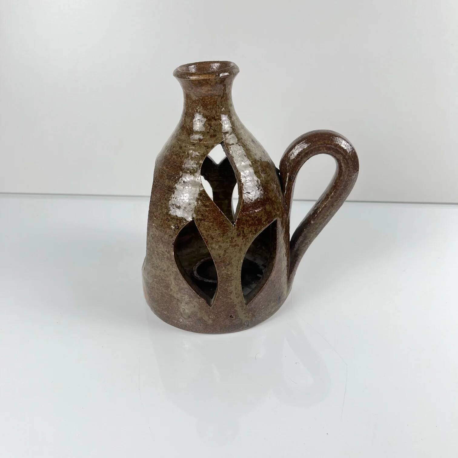 Lanterne ancienne en grès, marron, 1960