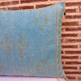 Handmade Moroccan silk cushion cover, cactus pattern
