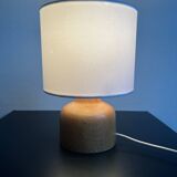Wooden table lamp with white shade