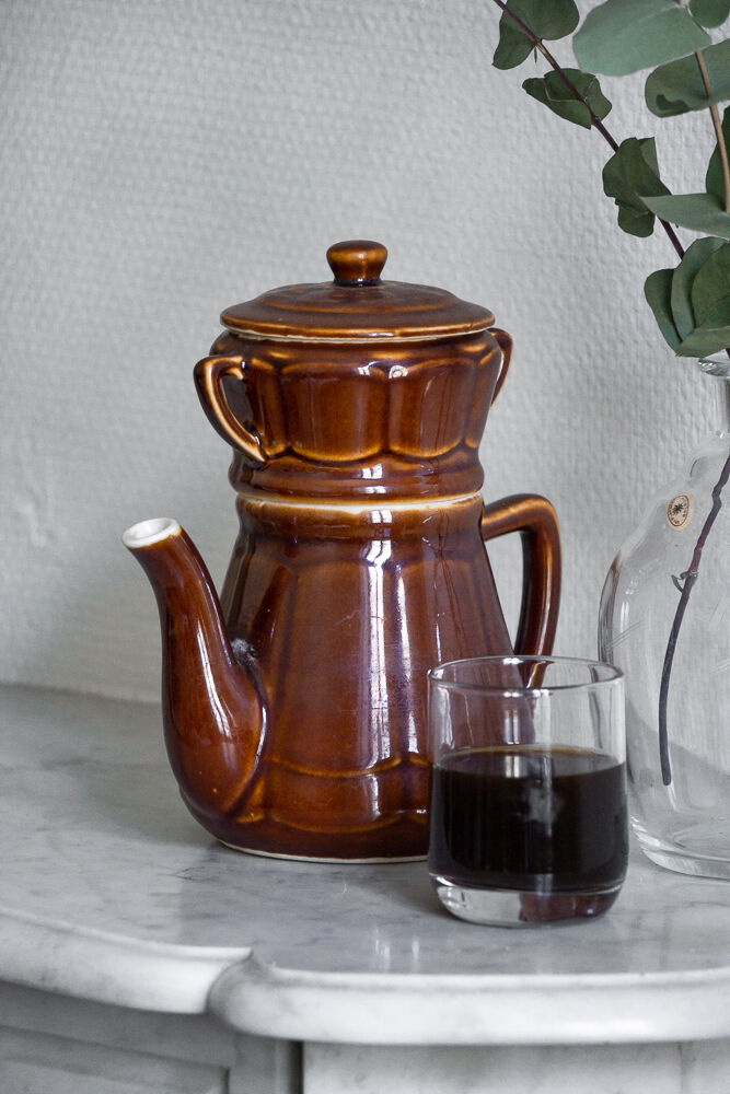 Vintage enamelled ceramic coffee maker