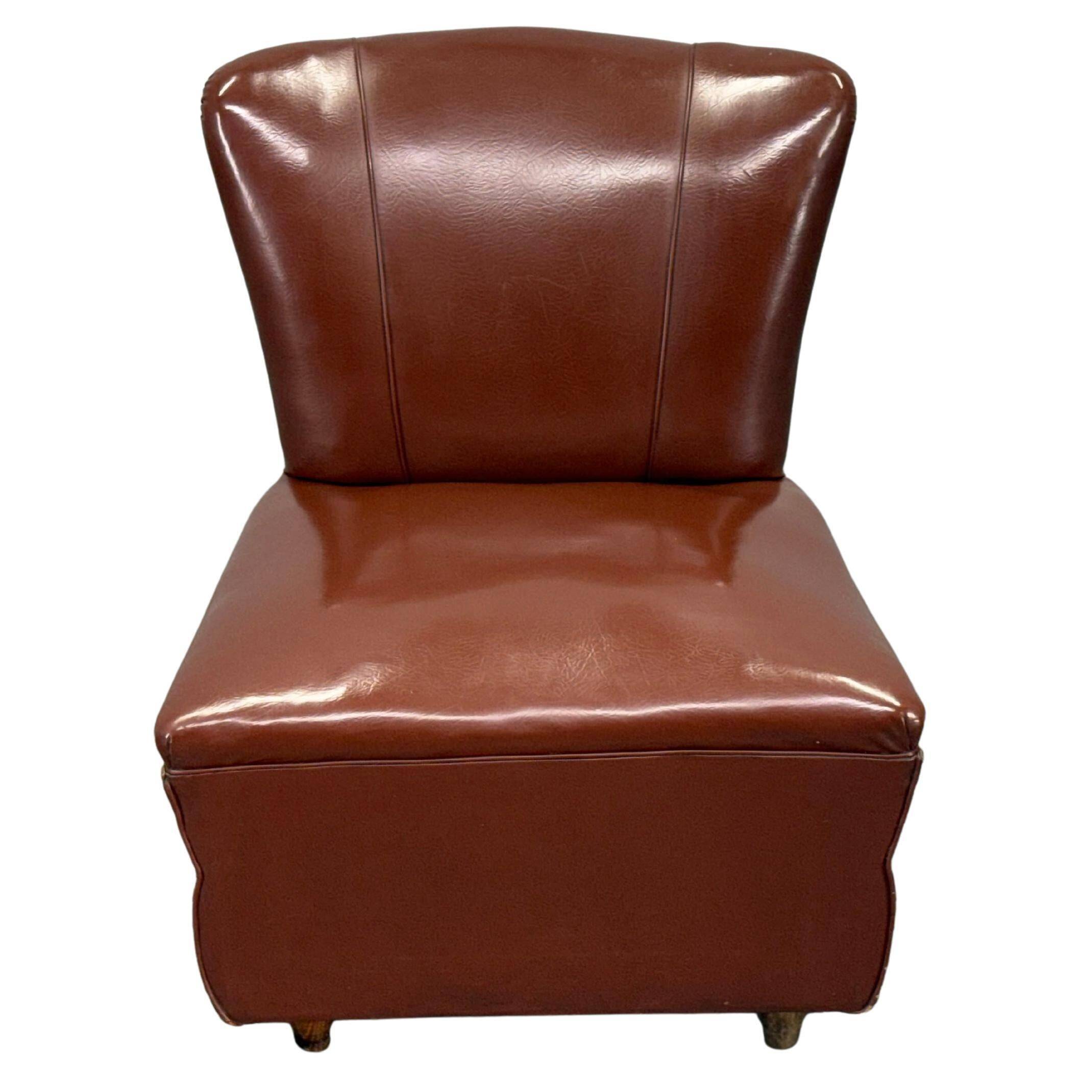 1950s Italian Mid Century Leatherette Lounge Chair