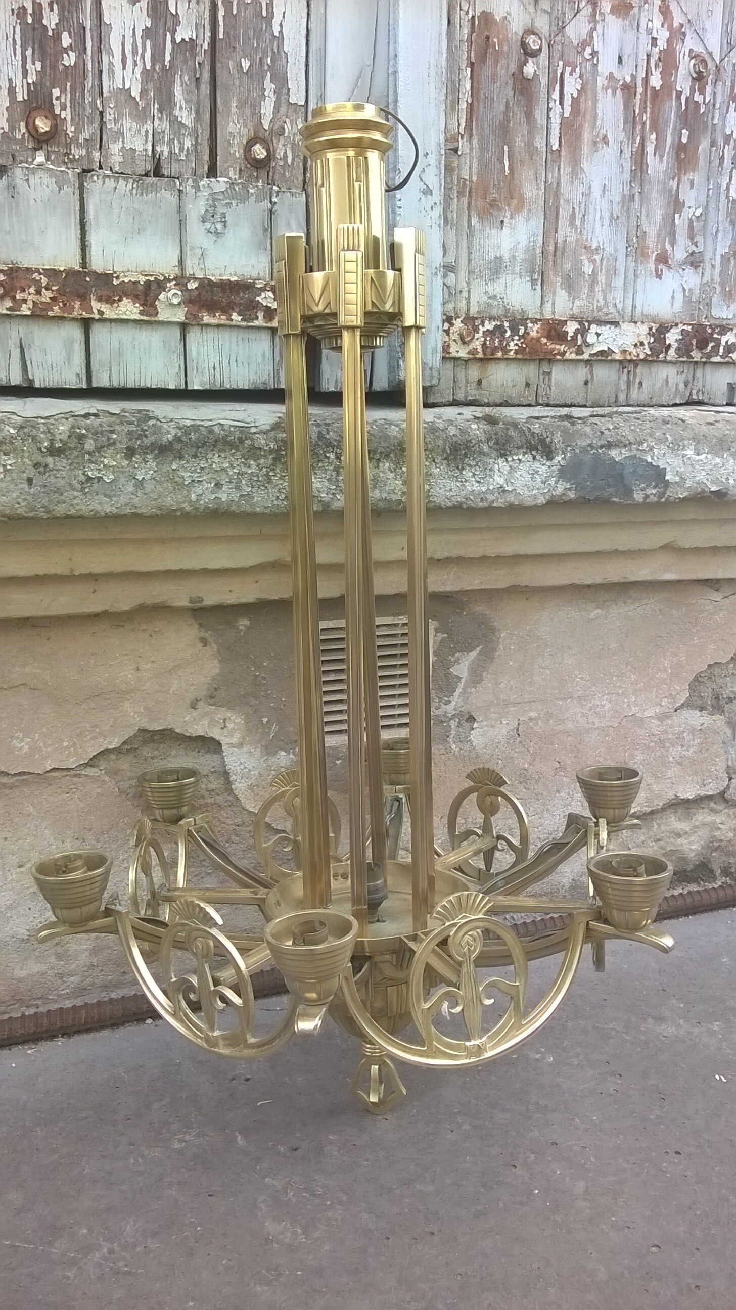 Bronze chandelier and brass art deco period