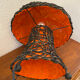 Large mushroom lamp in woven rattan