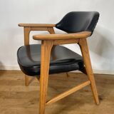 Scandinavian armchair by Erik Kirkegaard in oak and leather, 1960s