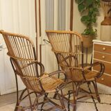 Pair of rattan armchairs