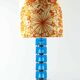 Carl Fagerlund table lamp for Orrefors blue glass and brass Sweden 1960