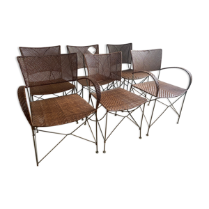 Ensemble de chaises acier et rotin