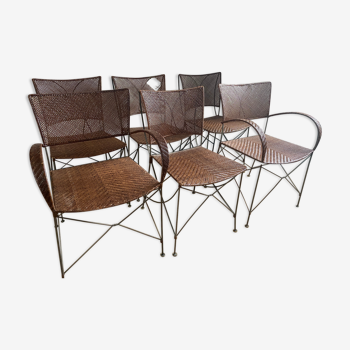 Set of steel and rattan chairs Yuzuru Yamakawa