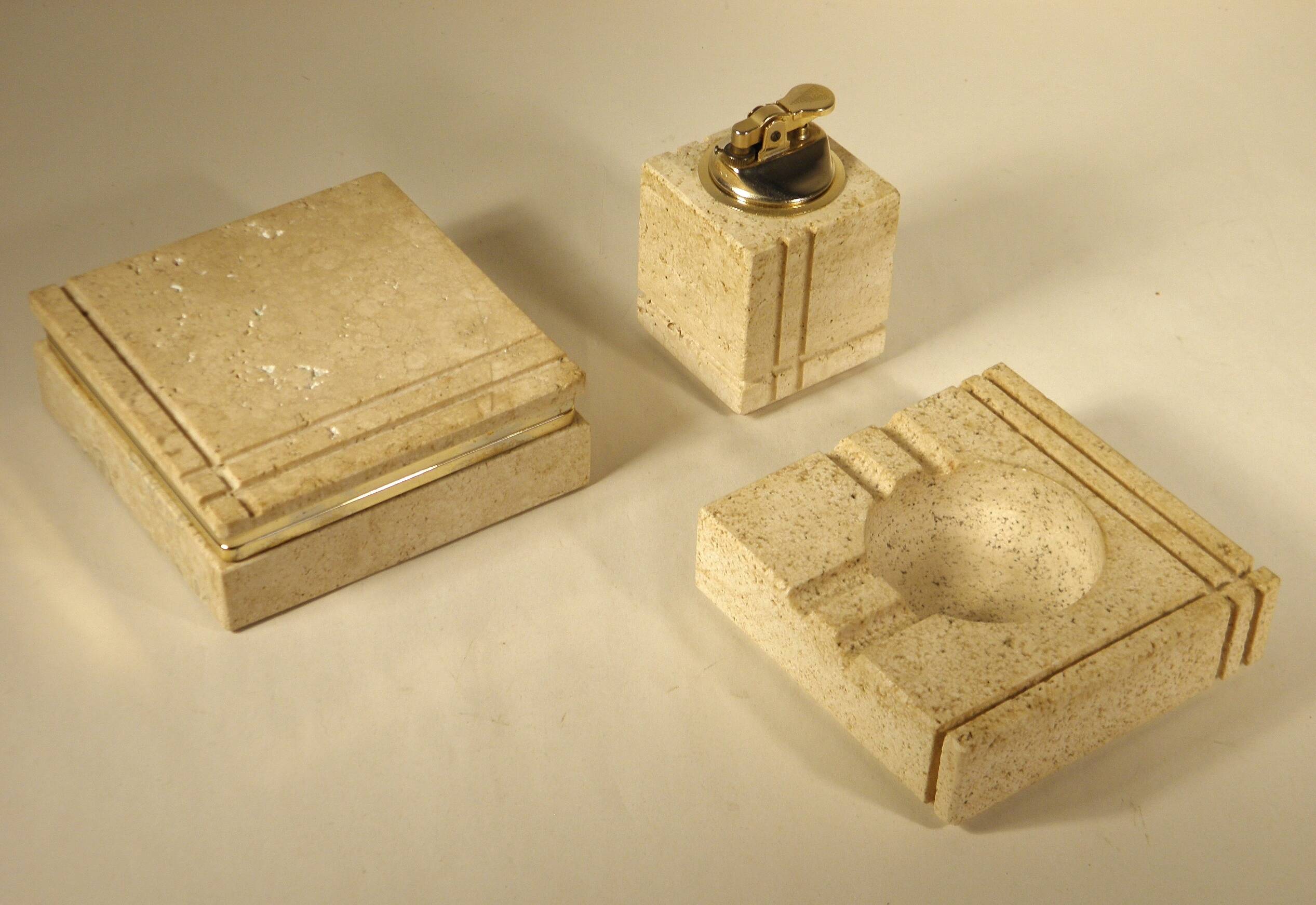 Mannelli travertine smoking set
