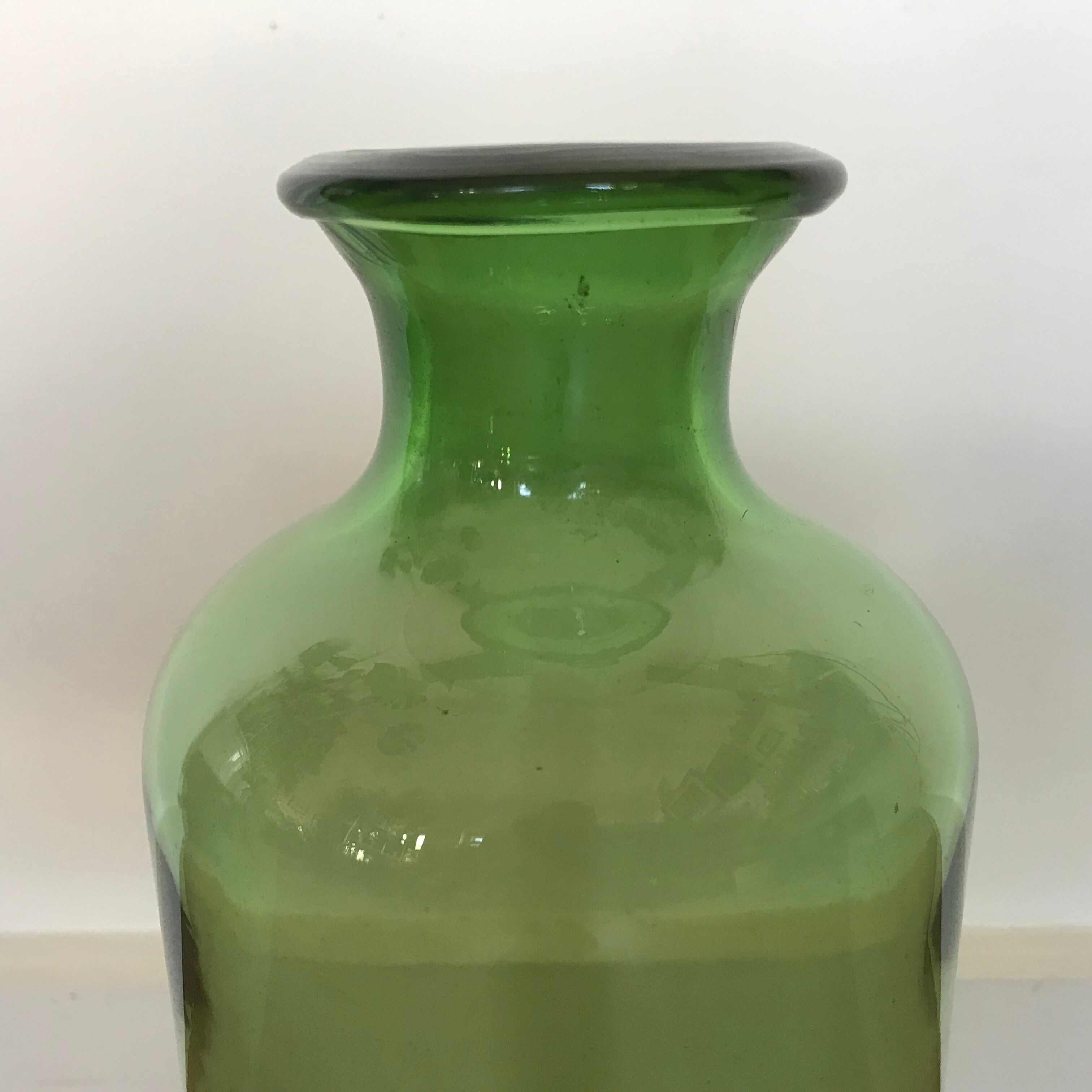 Green glass vase