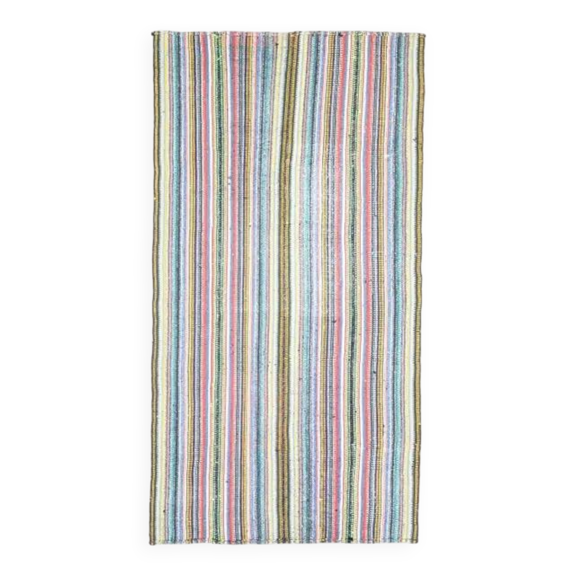 1970s Vintage Turkish Oushak Handmade Wool & Cotton Blue Rug 184x347