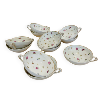 Set of 11 floral cups by G. Boyer - very good condition.