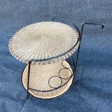 French iron and wicker bar cart from the 1950s