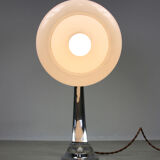 Mid-century flower chrome and opaline table lamp