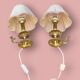 Pair of bedside or side fish lamps in gilded brass