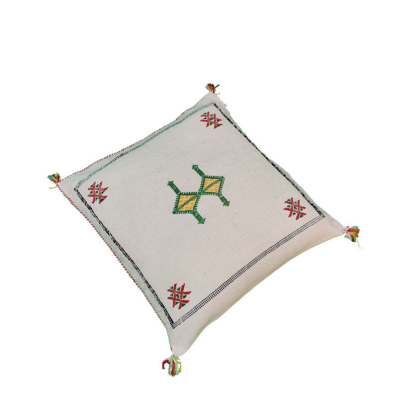 Berber cushion Sabra white green pattern