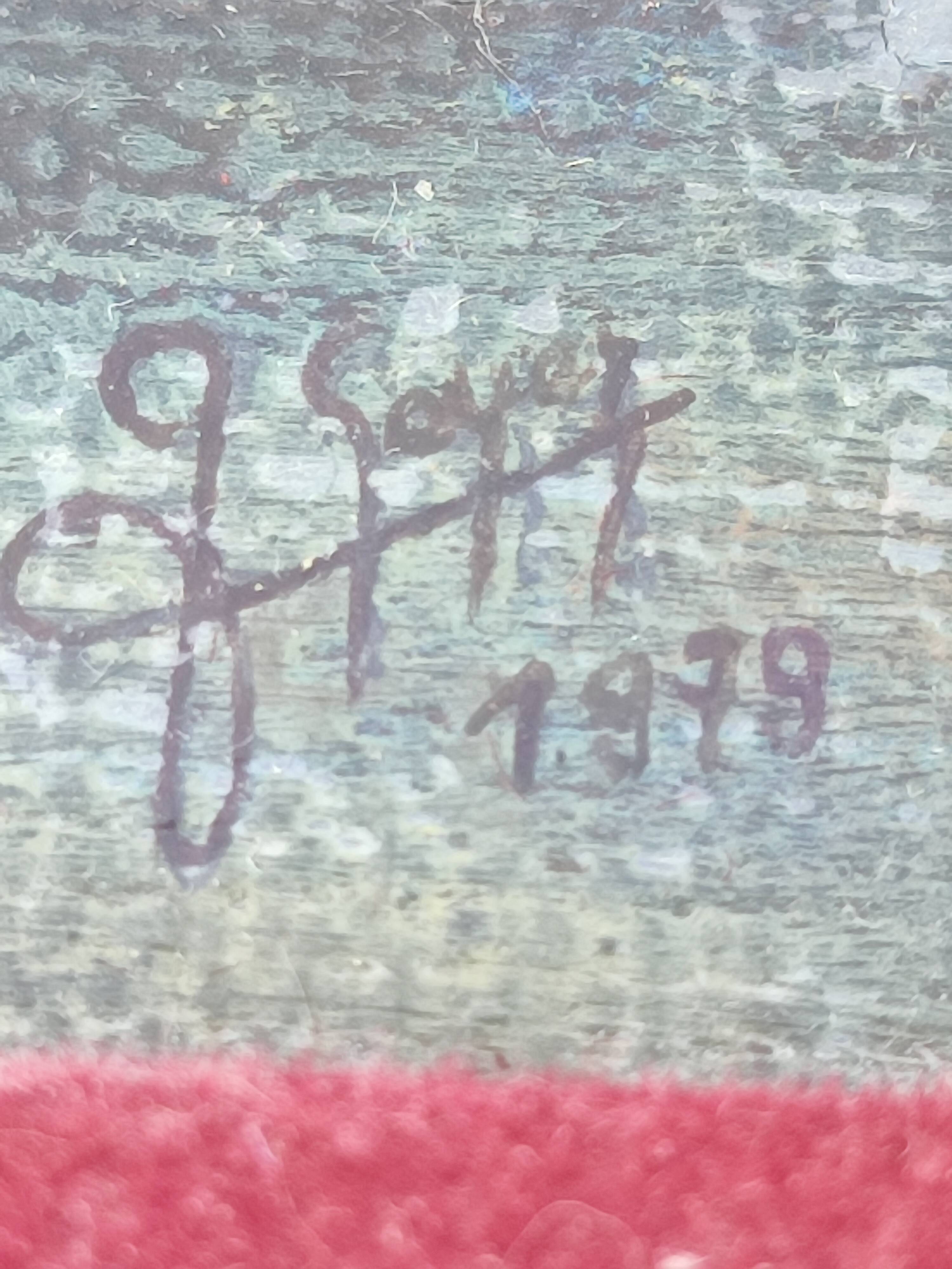 Old oil painting and gilded frame