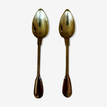 2 spoons in solid silver minerva, filet model