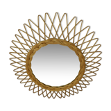 Miroir soleil en rotin 23x23cm