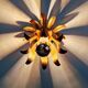 Italian ceiling light in gilded metal, floral design, 1960-70.